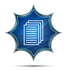 Page documents icon magical glassy sunburst blue button