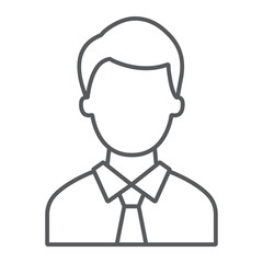 Advocate thin line icon, justice and law, person sign, vector graphics, a linear pattern on a white background.