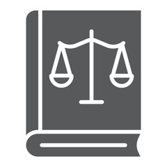 Law book glyph icon, justice and law, book with libra sign, vector graphics, a solid pattern on a white background.
