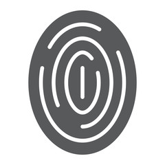 Fingerprint glyph icon, scan and thumbprint, id sign, vector graphics, a solid pattern on a white background.