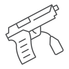 Evidence thin line icon, law and crime, gun sign, vector graphics, a linear pattern on a white background.