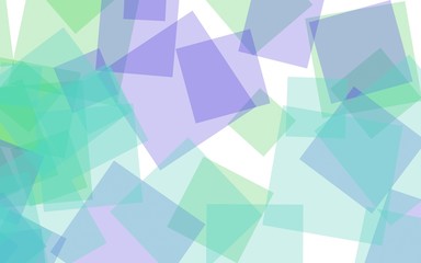 Multicolored translucent squares on white background. Green tones. 3D illustration