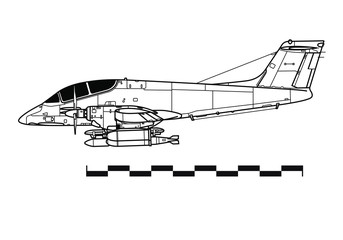 FMA IA-58 PUCARA. Outline vector drawing