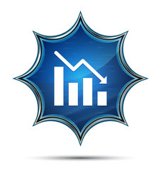 Statistics down icon magical glassy sunburst blue button
