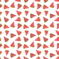 Hand drawn watercolor watermelon pattern. Summer illustration. Watermelon design element, template for summer background.