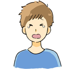 表情　男　泣く