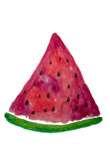 Hand drawn watercolor watermelon slice. Summer illustration. Watermelon design element, template for summer background.