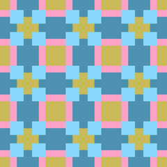 Abstract seamless pattern with squares and crosses. Colorful vector background EPS10