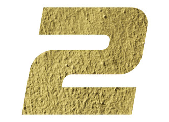 Number 2 with yellow wall on white background