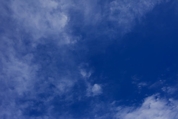 A deep blue sky with light white clouds background