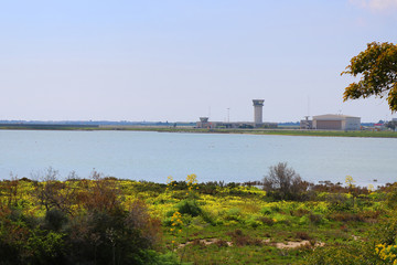 Obraz premium View of Larnaca airport and salt lake, Lanaca, Cyprus, Europe