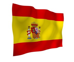 The flag of Spain. Official state symbol of the Kingdom of Spain. Concept: web, sports pages, language courses, travelling, design elements. 3d illustration