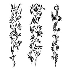 Set floral decorative elements for print embroidery design - 266910711