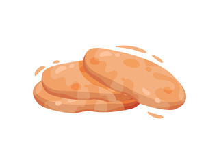 Traditional Turkish flat bread cakes. Vector illustration on white background.