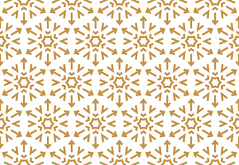 Abstract geometric pattern with lines, snowflakes. A seamless vector background. White and gold texture. Graphic modern pattern