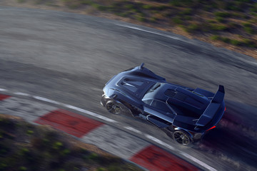 Sportwagen auf Rennstrecke (3D Rendering)