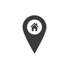 Home Locator Icon. Map pointer. Location Vector. House Pin map. Place Illustration. Coordinate Sign. Location icon. Position Symbol Logo Template.