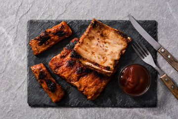 Grilled barbecue ribs