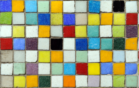 Detail of a colorful mosaic. Abstract mosaic colored ceramic stones © lial88
