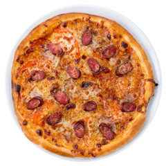 Barbecue pizza on white isolated with clipping path