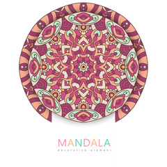 Vector round abstract circle. Mandala style. Decorative element, colored circular design element.