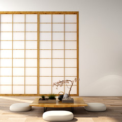 japan fashion color concept in Japanese interior style, 3d illustration, 3d rendering © TATTA