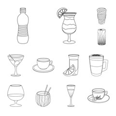 Vector design of drink and bar logo. Set of drink and party stock vector illustration.