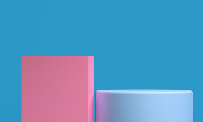 Scene with geometrical forms, minimal abstract  background,3D render