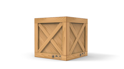 Cargo box. Wooden box. 3D rendering