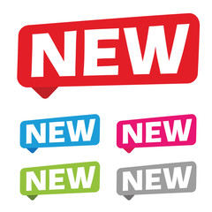 New label sign speech bubble