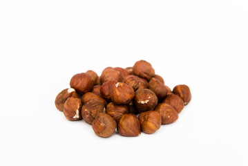 hazelnuts for figures on the diet nuts healthy food for snack on a white background
