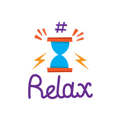 Relax lettering and Hourglass Hand drawn invitation T-shirt print design on the white background