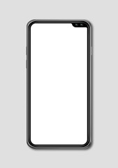All-screen blank smartphone mockup isolated on grey. 3D render