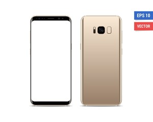 Realistic vector flat mock-up Samsung Galaxy S8 with blank screen isolated on white background. Scale image any resolution