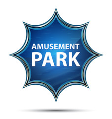 Amusement Park magical glassy sunburst blue button