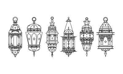 set ramadan lantern for your design, ramadan kareem hand drawn vector illustration