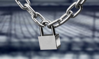 Safety concept:  Padlock on digital background