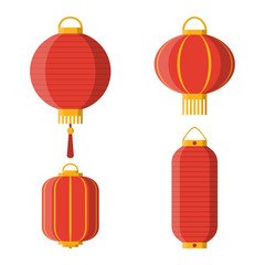 Set of asian decorative hanging paper lanterns