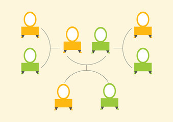 Genealogical family tree vector. Family tree on a beige background. Frame for family photos. Family tree vector illustration. Graphic tree of life