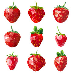 Strawberry Low Poly Set