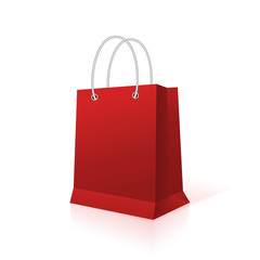 Shopping paper red bag empty, vector illustration