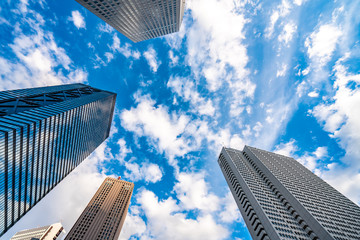 High-rise buildings and blue sky - Shinjuku, Tokyo, Japan