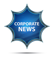 Corporate News magical glassy sunburst blue button