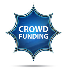 Crowd Funding magical glassy sunburst blue button