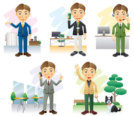 色々な場面の男性イラスト