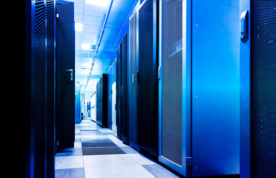 Rack server cabinet, digital composite motion blur 3d rendering - Powered by Adobe