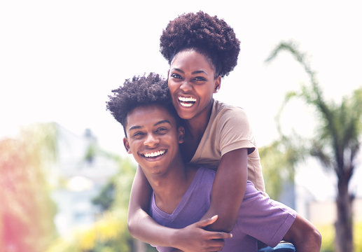 Laughing african american love couple