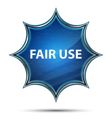 Fair Use magical glassy sunburst blue button - obrazy, fototapety, plakaty