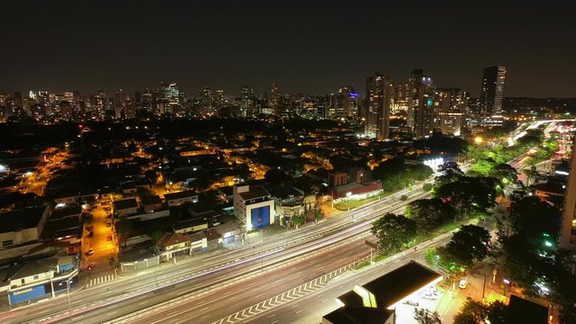 Aerial time lapse in Bandeirantes Avenue in Sao Paulo City. Brazil. 