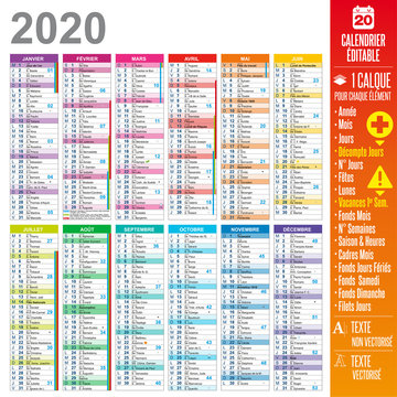 Calendrier 2020 - multicalques modifiables